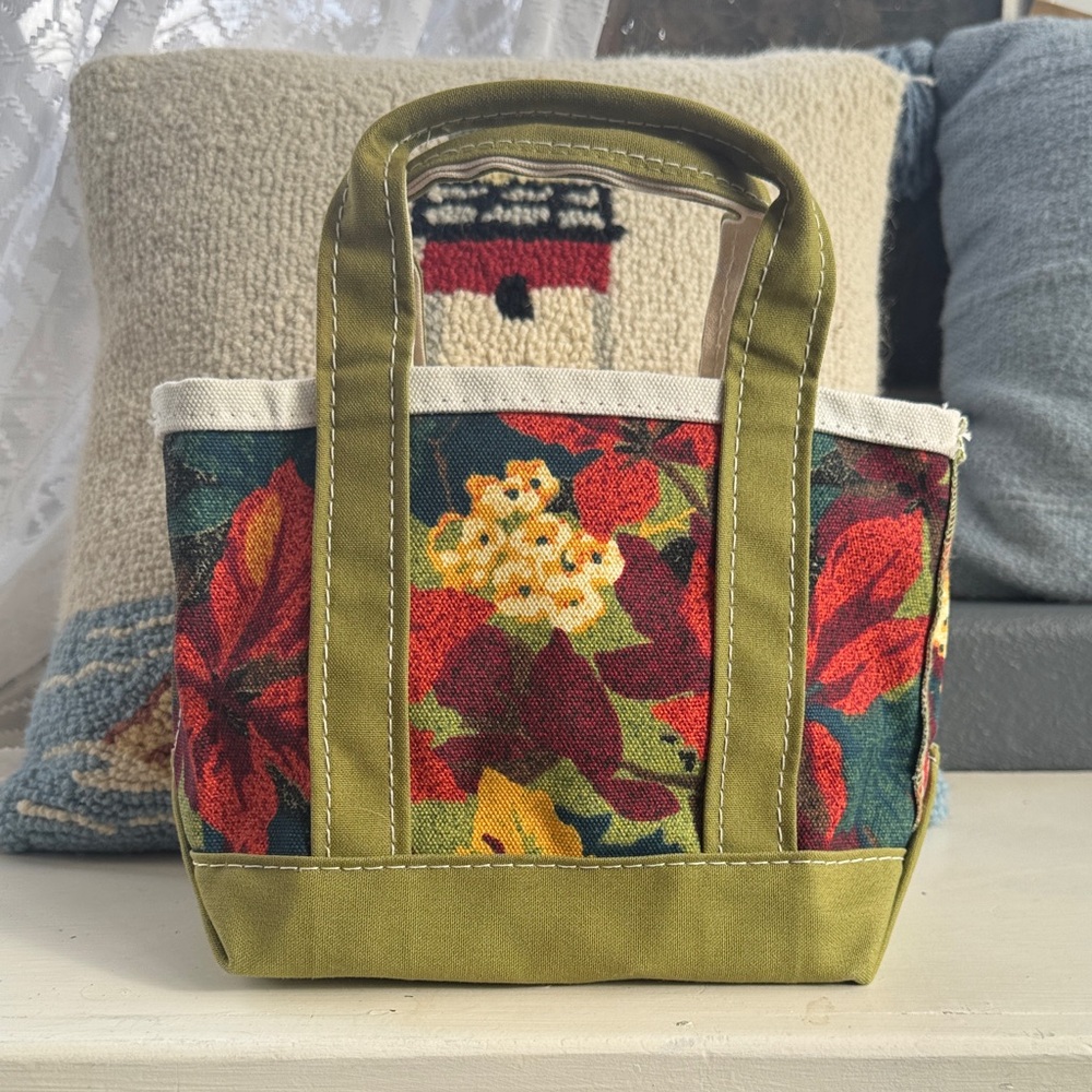 Vtg L.L. Bean Floral Mini Tote - Picture 1 of 5
